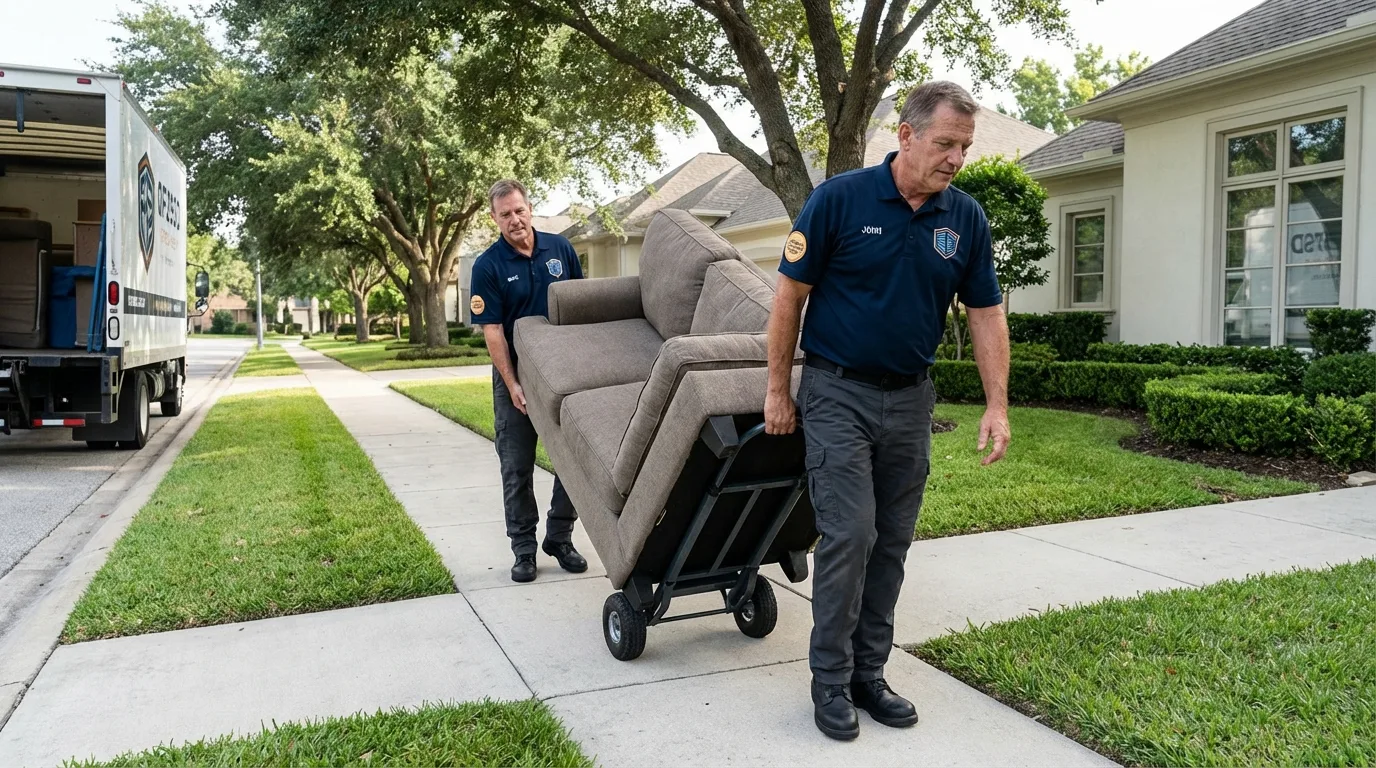 Local residential moving crew loading furniture in Lake Station, IN